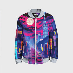 Детский бомбер Яркий японский мегаполис