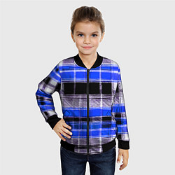Бомбер детский Белые полосы на чёрно-синем фоне, цвет: 3D-черный — фото 2