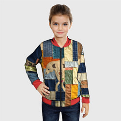 Бомбер детский Пэчворк с собакой, цвет: 3D-красный — фото 2