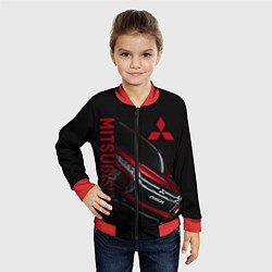 Бомбер детский Mitsubishi логотип, цвет: 3D-красный — фото 2