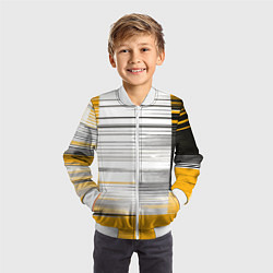 Бомбер детский Чёрные вертикальные полосы на жёлто-белом фоне, цвет: 3D-белый — фото 2