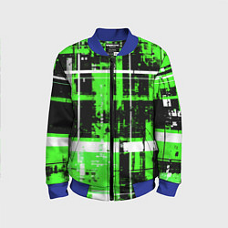 Детский бомбер Зелёно-белый гранж на чёрном фоне