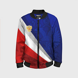 Детский бомбер Герб России - триколор