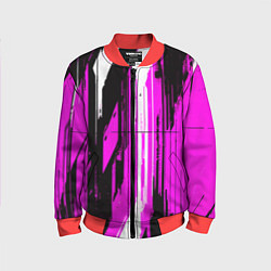 Бомбер детский Вертикальные чёрно-белые линии на розовом фоне, цвет: 3D-красный