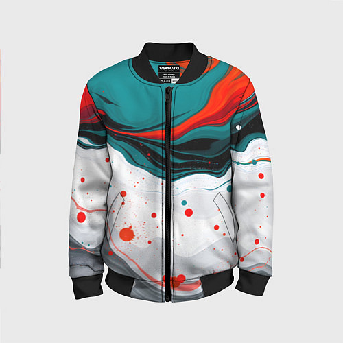 Детский бомбер Эбру красочная абстракция / 3D-Черный – фото 1