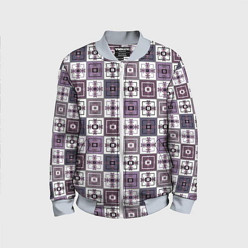 Детский бомбер Серый сиреневый геометрический узор пэчворк / 3D-Серый – фото 1