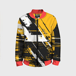 Бомбер детский Diagonal black and white stripes on a yellow backg, цвет: 3D-красный