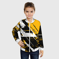 Бомбер детский Diagonal black and white stripes on a yellow backg, цвет: 3D-белый — фото 2