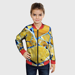 Бомбер детский Жёлто-синяя абстракция, цвет: 3D-красный — фото 2