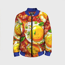 Бомбер детский Яичница с беконом, цвет: 3D-синий