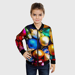 Бомбер детский Новогодние украшения, цвет: 3D-черный — фото 2