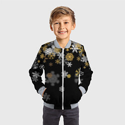Бомбер детский Снежинки объемные золотистые, цвет: 3D-серый — фото 2