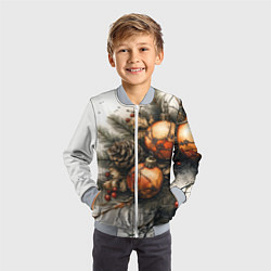 Бомбер детский Новогодние игрушки и шишки, цвет: 3D-серый — фото 2