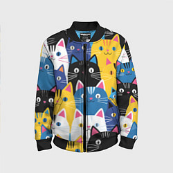 Детский бомбер Много цветных котиков