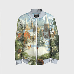 Бомбер детский Фон рождества, цвет: 3D-серый