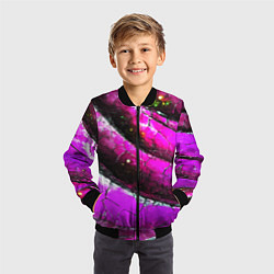 Бомбер детский Розовая волнистая абстракция, цвет: 3D-черный — фото 2