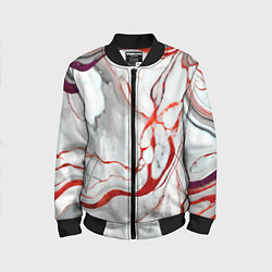 Детский бомбер Красно-белый мрамор