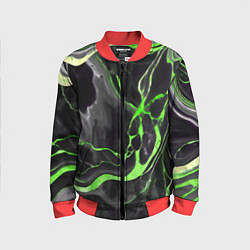 Детский бомбер Зелёно-чёрный мрамор