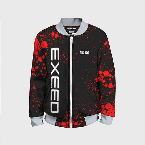 Детский бомбер Exeed - красные брызги краски / 3D-Серый – фото 1