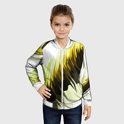 Бомбер детский Чёрно-жёлтые острые полосы на белом фоне, цвет: 3D-белый — фото 2