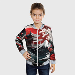 Бомбер детский Футуристическая японская иллюстрация, цвет: 3D-серый — фото 2