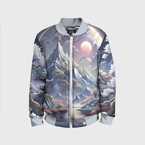 Детский бомбер Япония - природа / 3D-Серый – фото 1