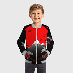 Бомбер детский Японская гора и красная луна, цвет: 3D-серый — фото 2