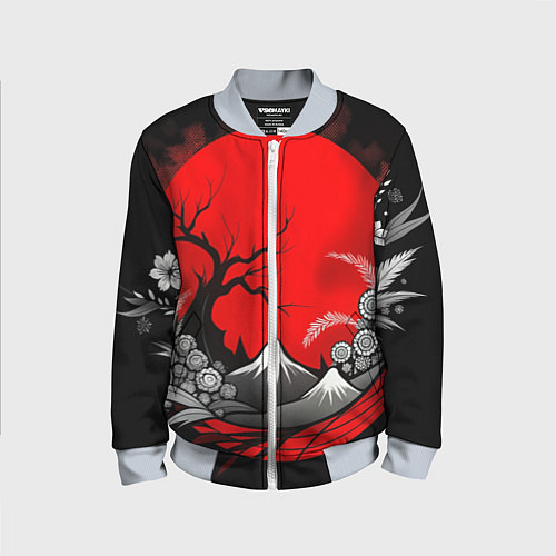 Детский бомбер Природа Японии - абстракция / 3D-Серый – фото 1