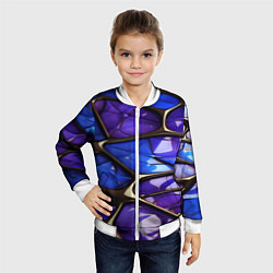 Бомбер детский Синие и фиолетовые плиты, цвет: 3D-белый — фото 2