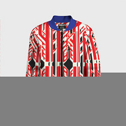 Детский бомбер Бело-красные техно полосы на чёрном фоне