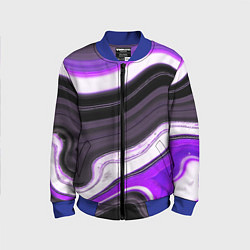 Детский бомбер Волнистые горизонтальные чёрно-фиолетовые полосы н