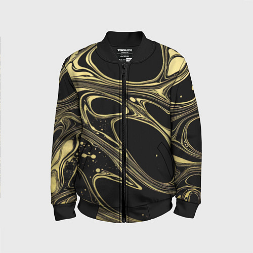 Детский бомбер Разводы в виде кругов и линий - текстура / 3D-Черный – фото 1