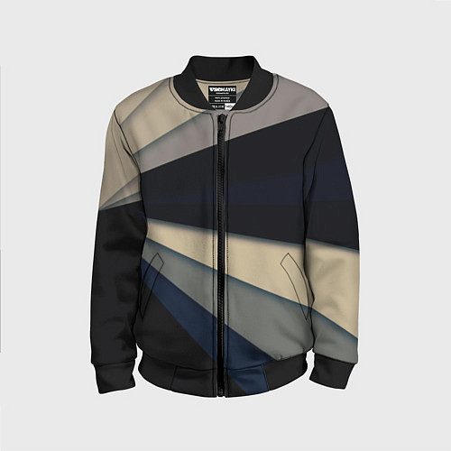 Детский бомбер Фрактальные линии - темный / 3D-Черный – фото 1