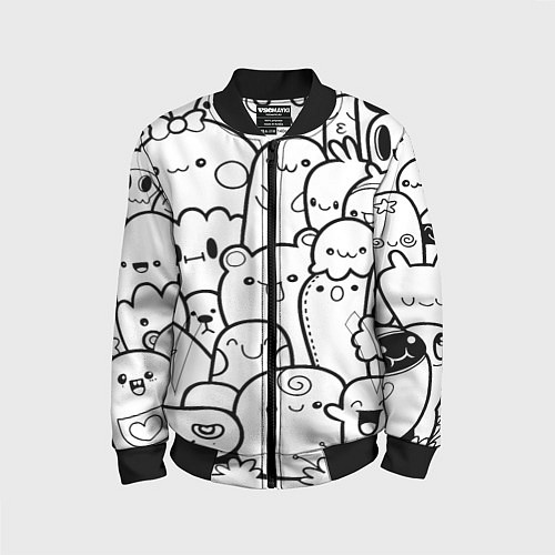 Детский бомбер Doodle monsters / 3D-Черный – фото 1