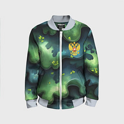 Бомбер детский Летний абстрактный камуфляж, цвет: 3D-серый