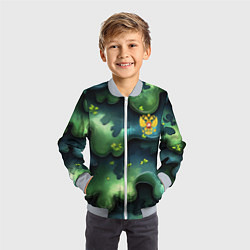 Бомбер детский Летний абстрактный камуфляж, цвет: 3D-серый — фото 2