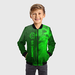Бомбер детский Among Us - green gradient по-вертикали, цвет: 3D-черный — фото 2