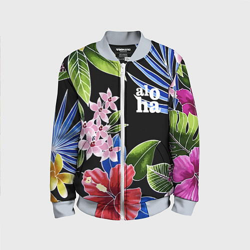 Детский бомбер Tropical flowers - aloha / 3D-Серый – фото 1