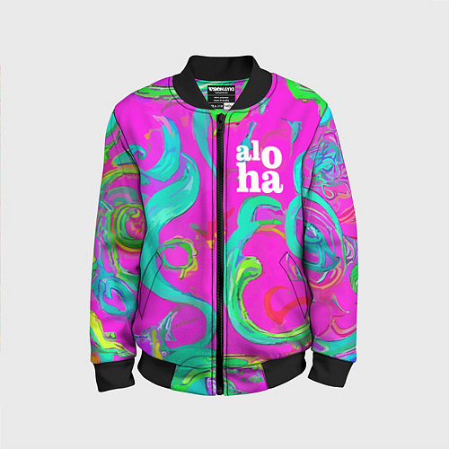 Детский бомбер Abstract floral pattern - aloha / 3D-Черный – фото 1