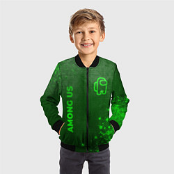 Бомбер детский Among Us - green gradient вертикально, цвет: 3D-черный — фото 2