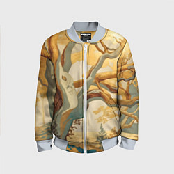 Бомбер детский Дерево в японском стиле, цвет: 3D-серый