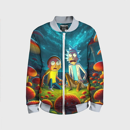 Детский бомбер Rick and Morty on the fly agaric planet / 3D-Серый – фото 1