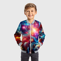 Бомбер детский Colorfull neon space clouds - ai art fantasy, цвет: 3D-серый — фото 2