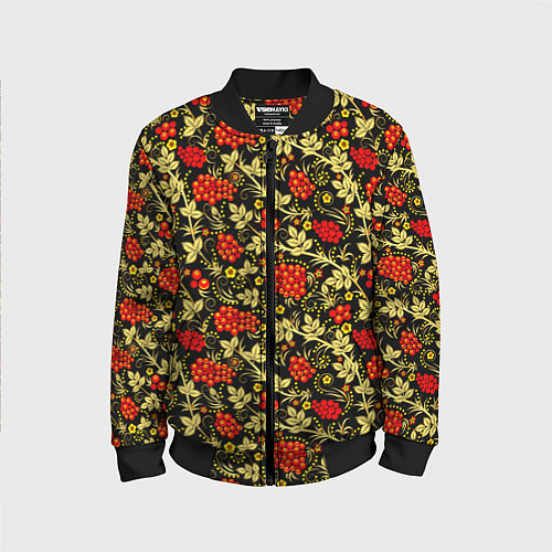 Детский бомбер Рябина с золотой листвой / 3D-Черный – фото 1