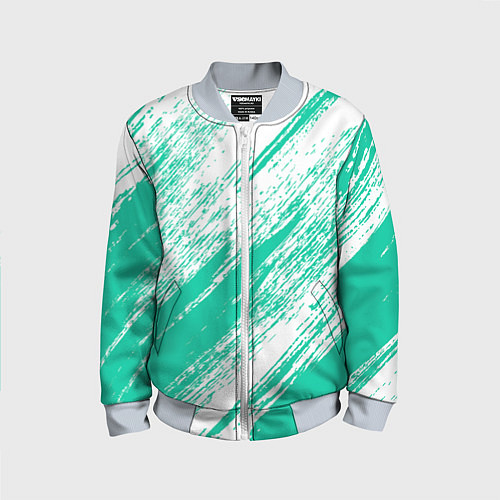 Детский бомбер The color is turquoise and white / 3D-Серый – фото 1