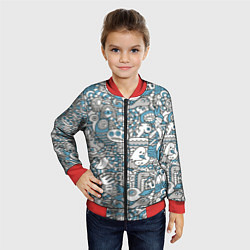 Бомбер детский Дудлинг серо-голубой, цвет: 3D-красный — фото 2
