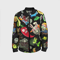 Детский бомбер Растения против зомби персонажи на черном