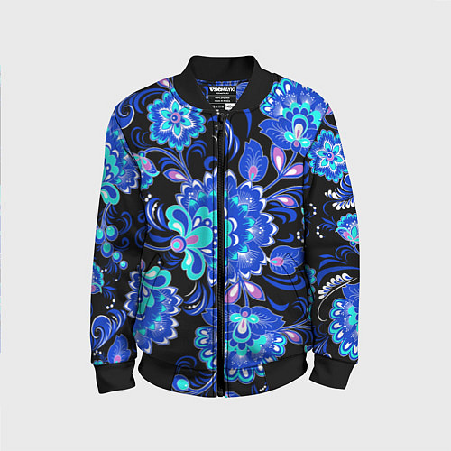 Детский бомбер Хохлома негатив / 3D-Черный – фото 1