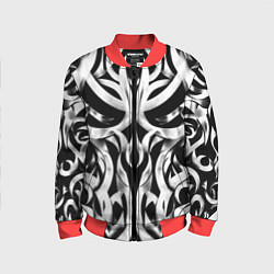 Бомбер детский Абстрактный узор - изогнутые формы трайбл татуиров, цвет: 3D-красный