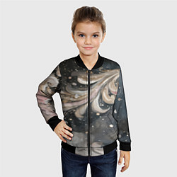 Бомбер детский Бежевый объемный узор, цвет: 3D-черный — фото 2